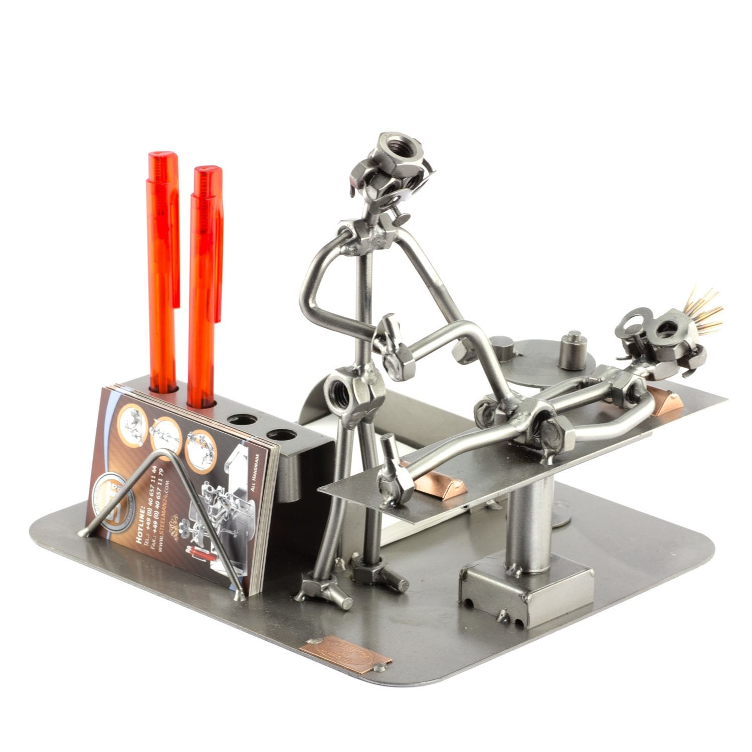 Steelman24 Physiotherapist Desk Organizer Nuts Bolts Metal Figurine Germany