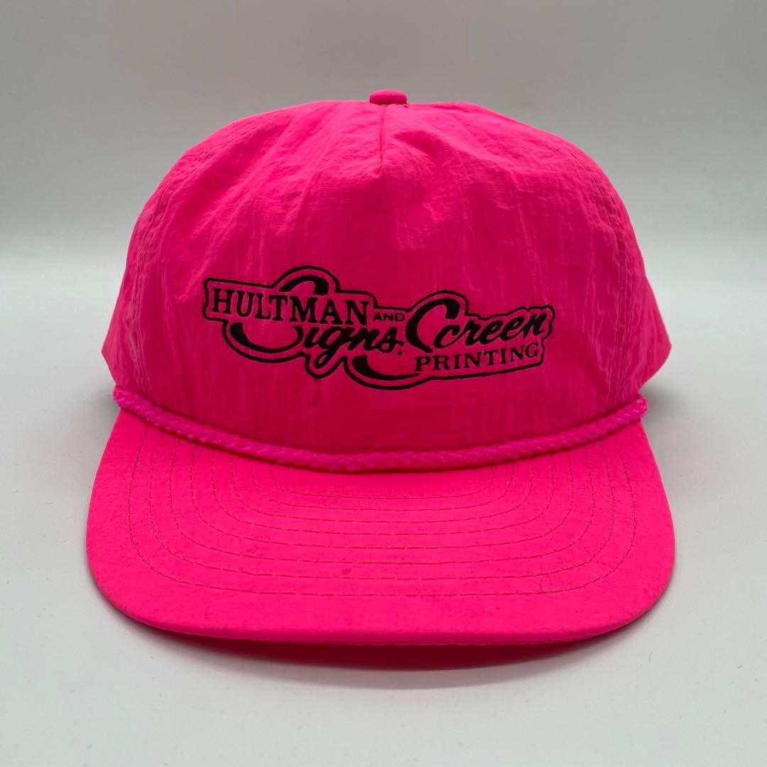 80s Vintage Corporate Print Logo Nylon Cap Adjuster Rail