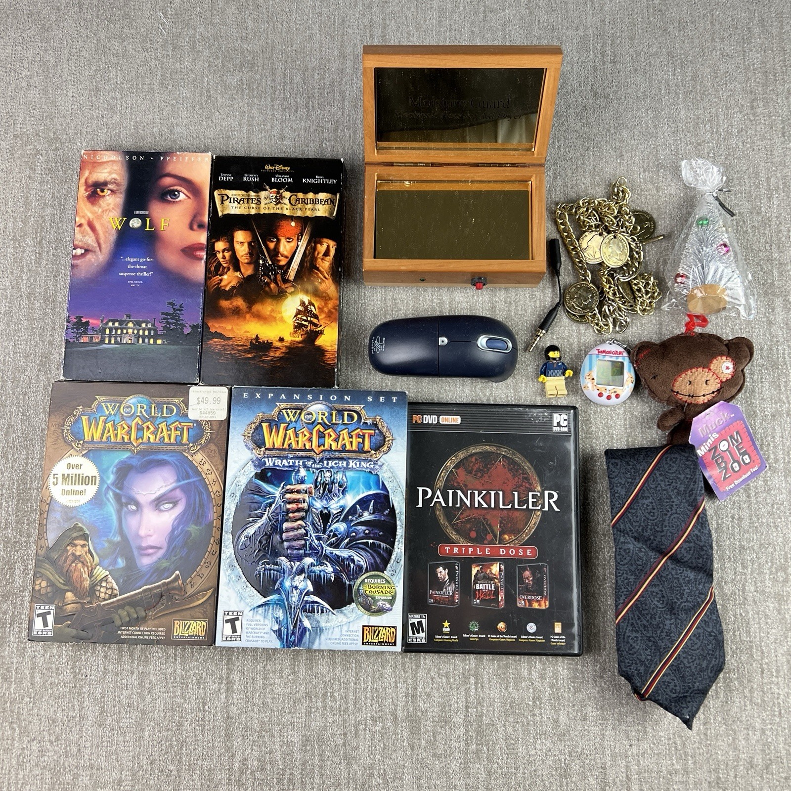 Junk Drawer Video Game Lot Trinkets vintage toys Movies Lego Tamagotchi YSL Tie