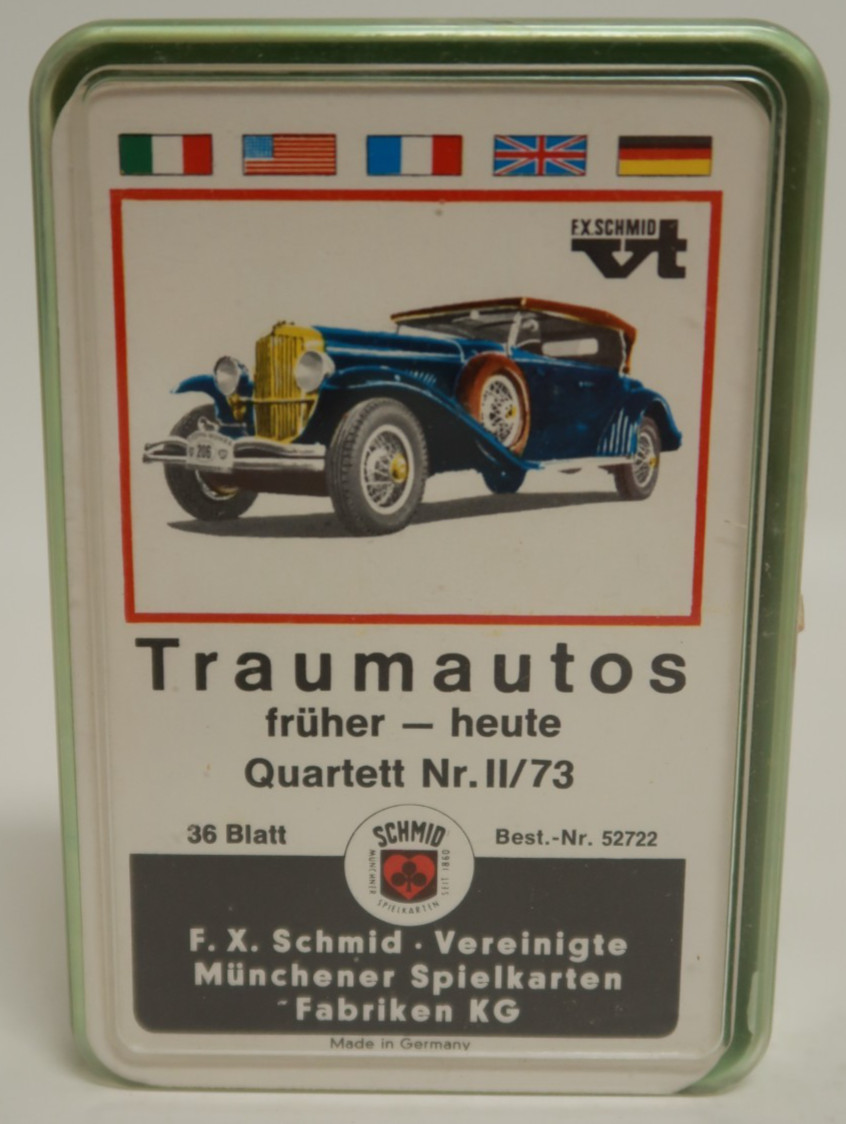 Traumautos Quartett 36 Blatt Playing Card Deck F.X. Schmid German Dream Cars