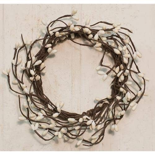 Ivory Pip Berry Candle Ring Wreath, 6.5″ Ivory Cream Decor