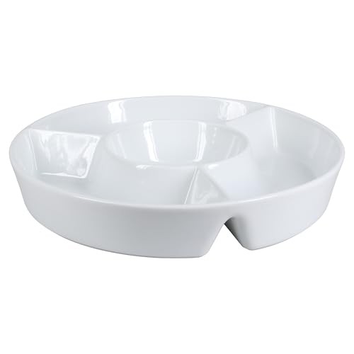 BIA Cordon Bleu Everyday Porcelain Round Chip n’ Dip 4-Section Platter, 12″; 19