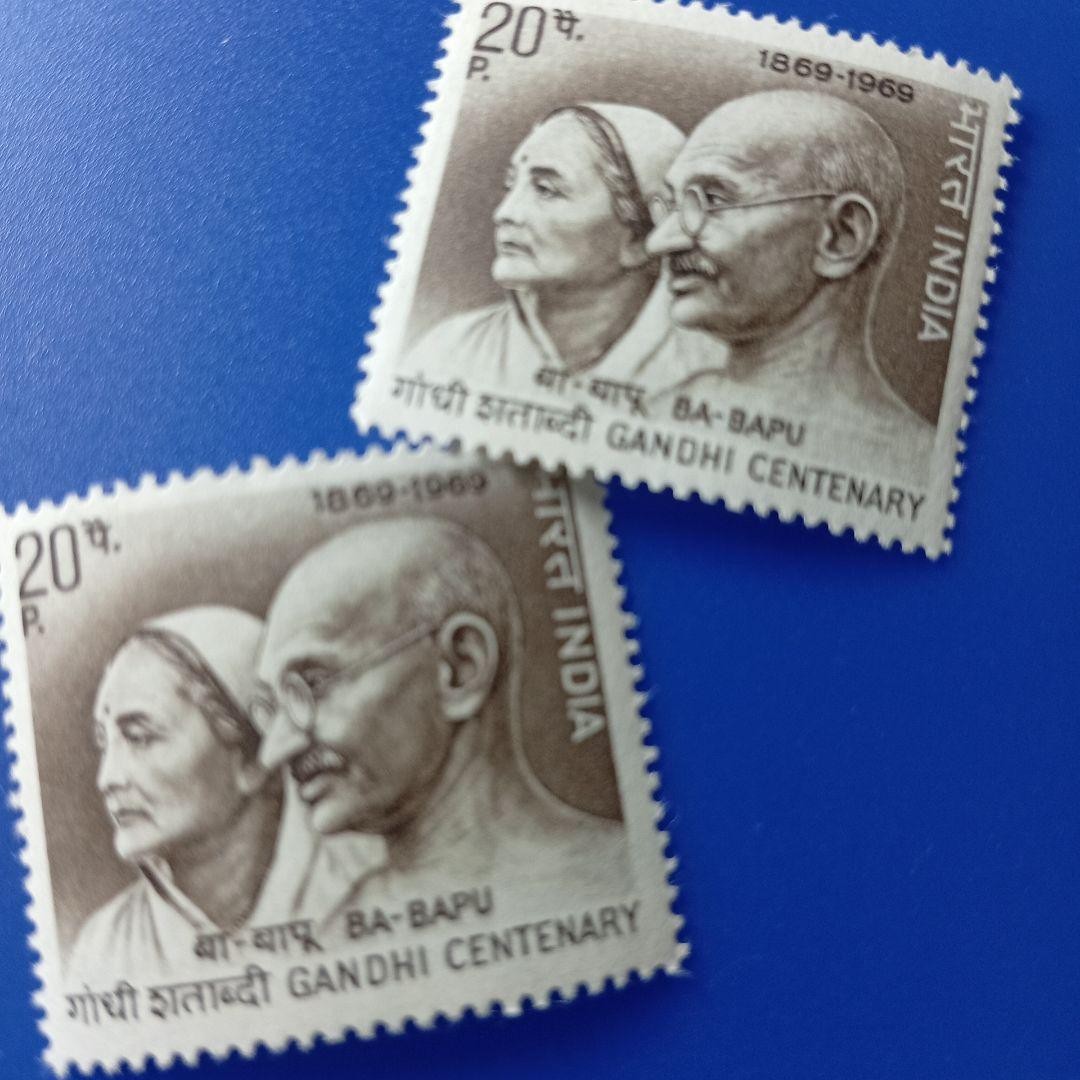 Foreign stamps India 1969 100th anniversary of Gandhi’s birth 2 pieces