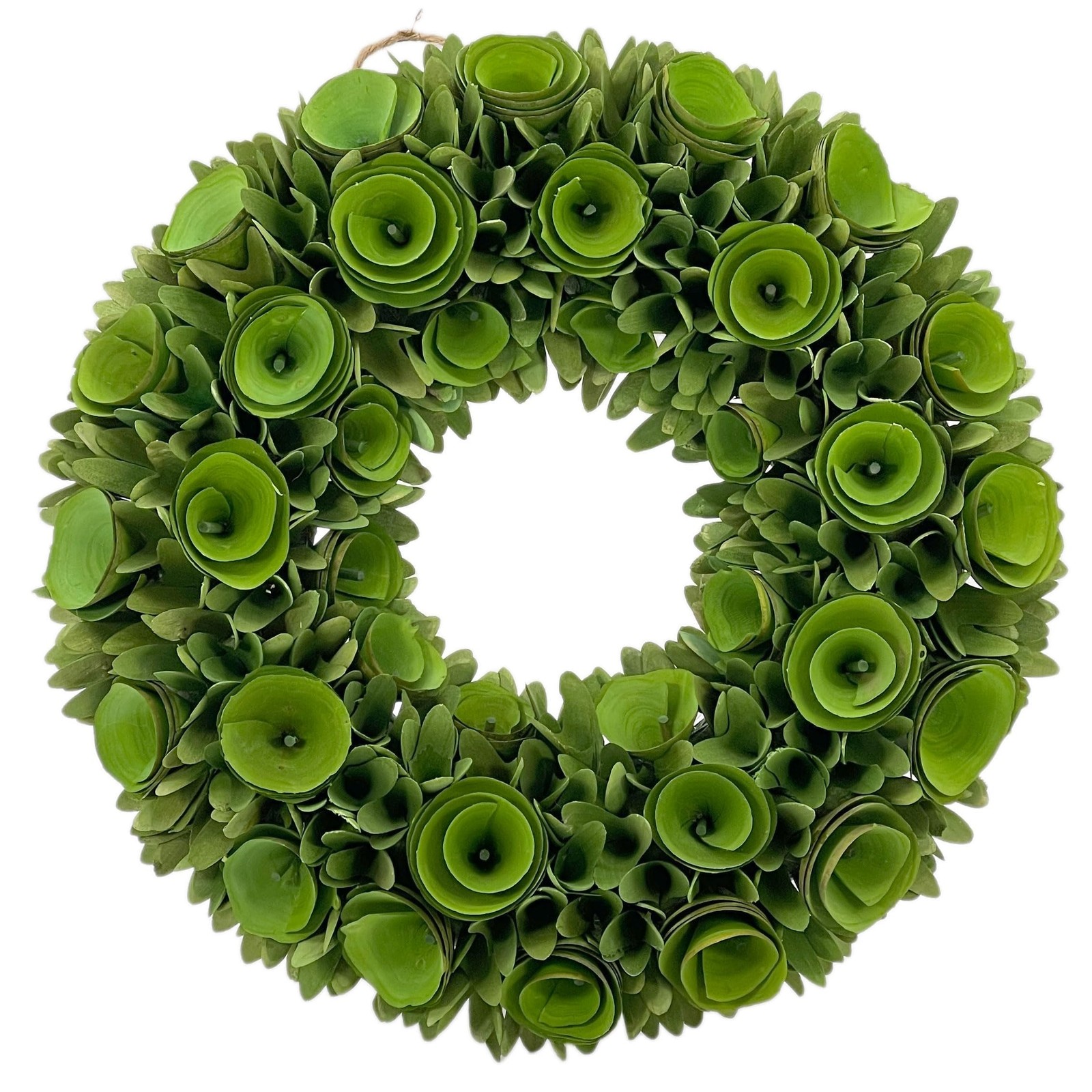 Galt International 18 Inch Woodchip Rose Wreath Green Indoor Outdoor Decor