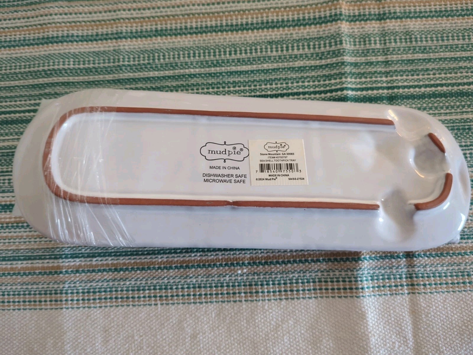 Mud Pie Sea Shell Tray Caddy 2.75″ toothpicks, tray 4.25″x 11.25″ New, Tags