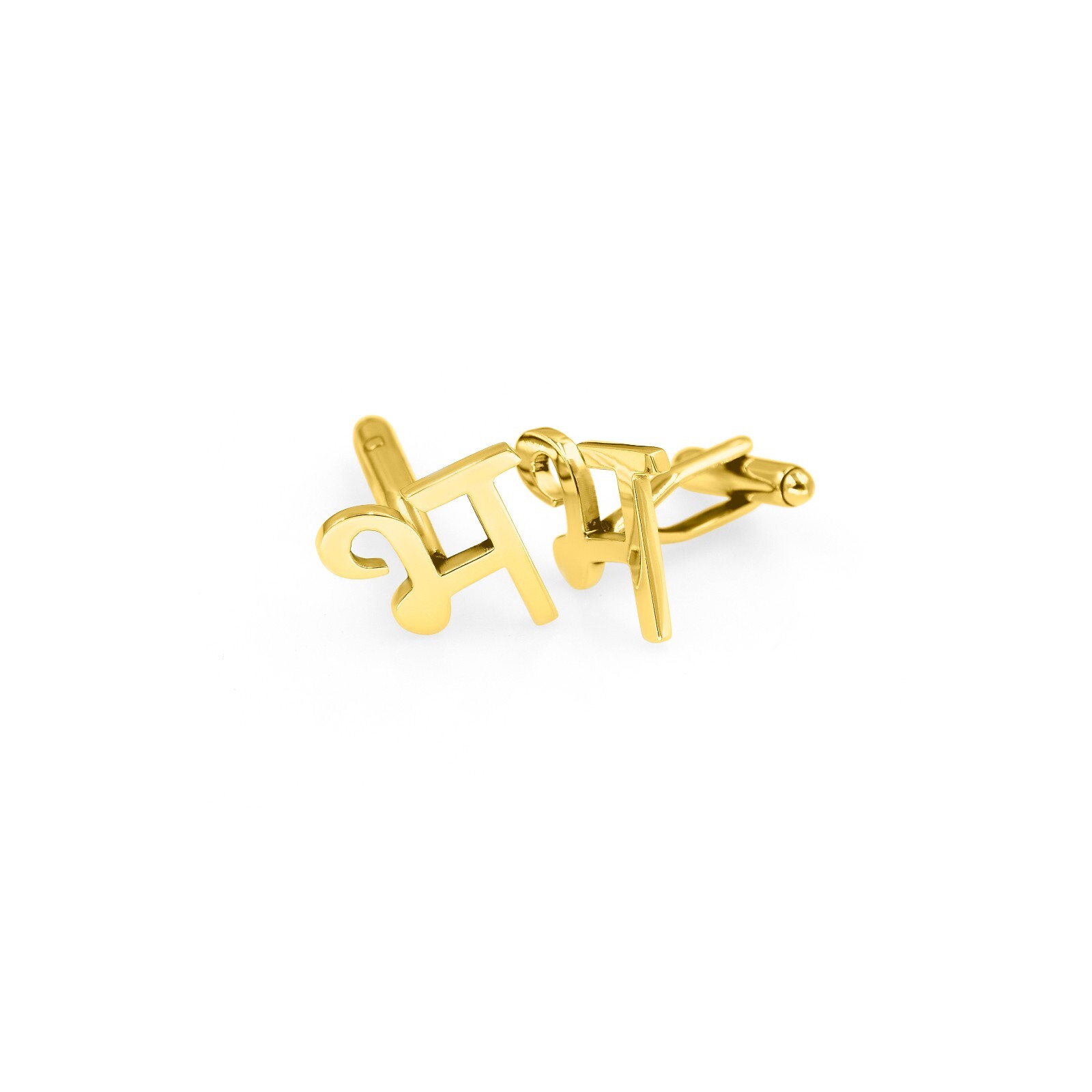 Single Letter Black Hindi Consonant Cufflinks Men’s Initial Cufflink Alphabet