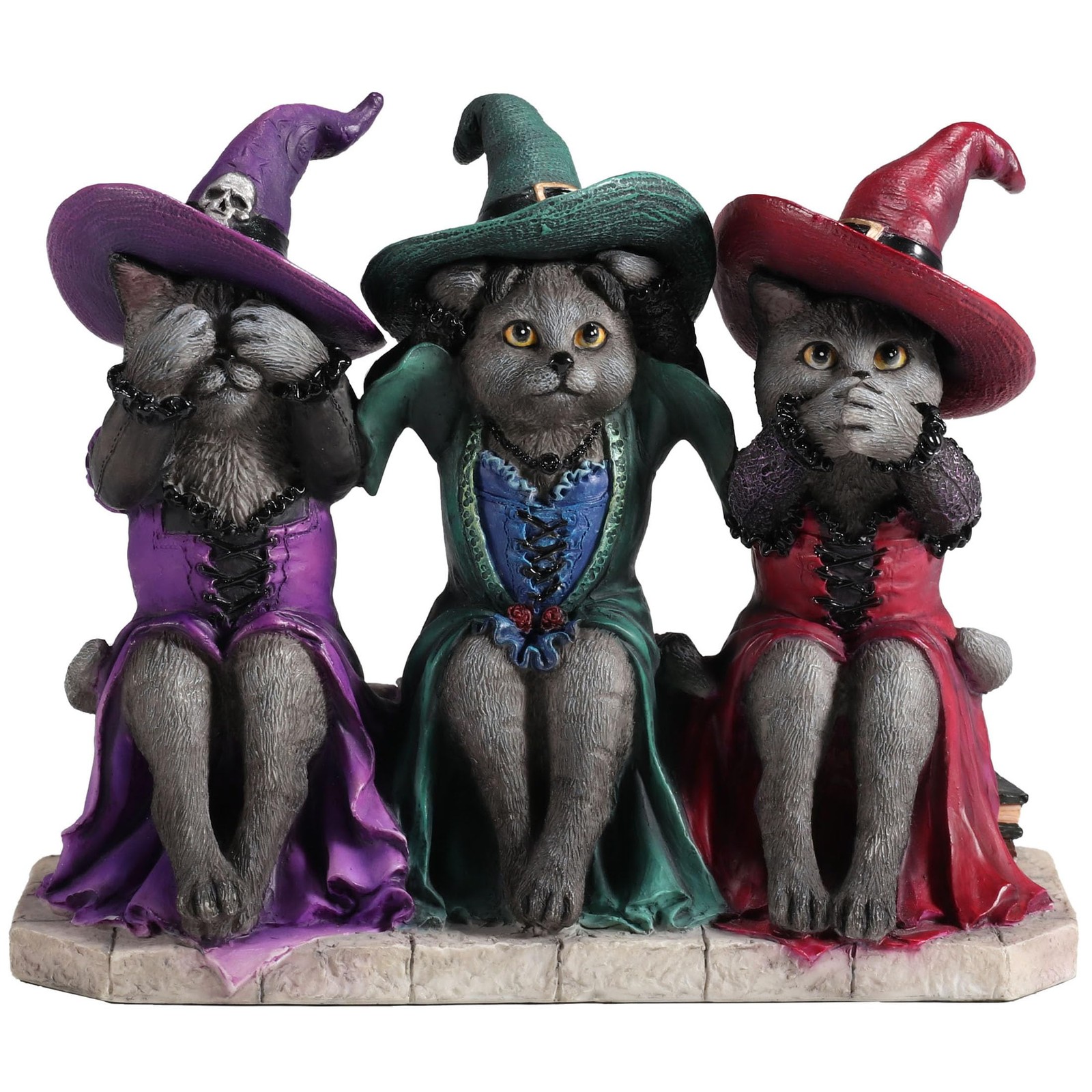 Veronese Design Three Witch Cats Resin Figurine 4.9 Inch See No Evil Set Decor