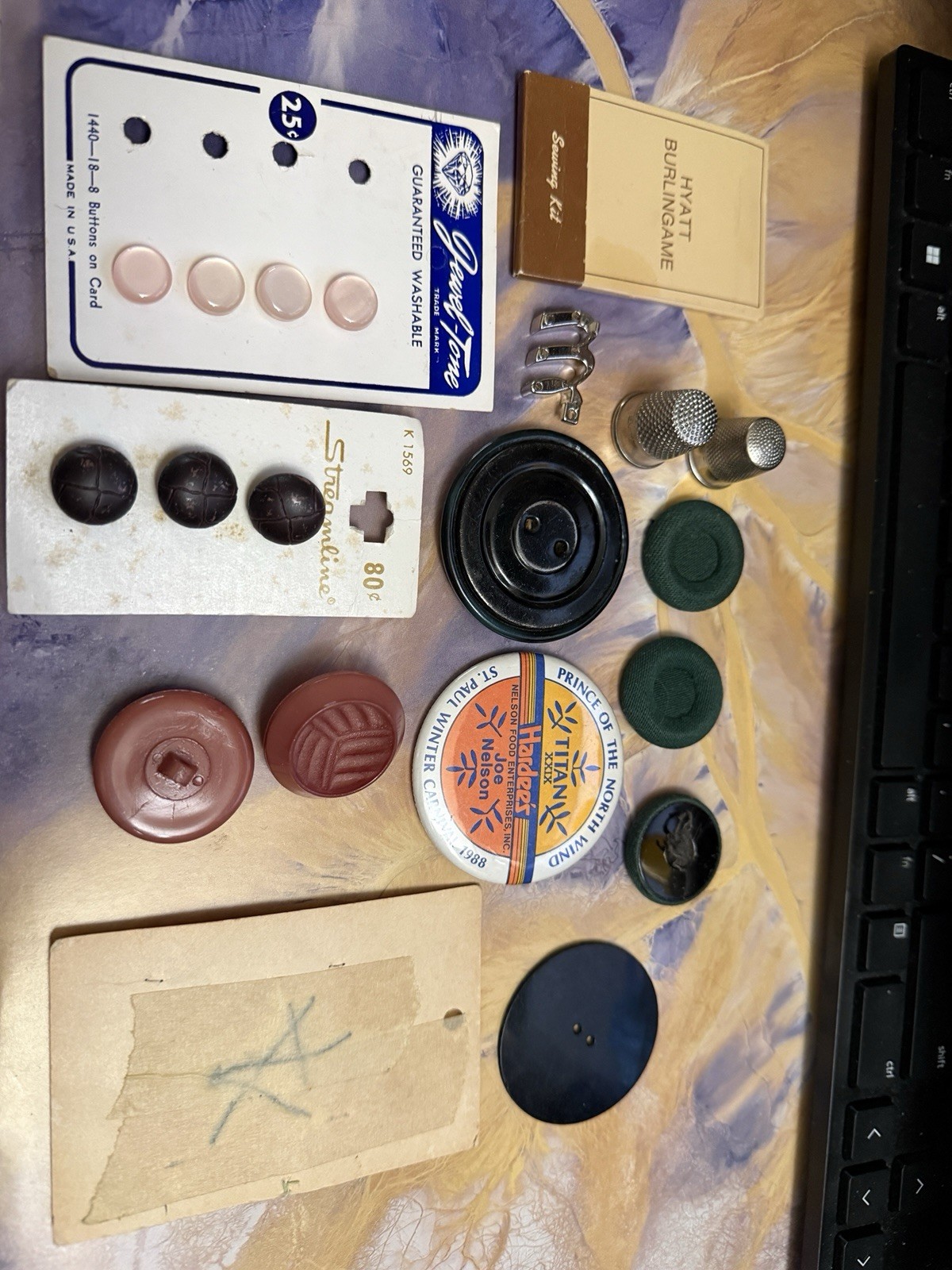 Junk Drawer Lot MISC BUTTONS ETC 12 PC ANTIQUE/VINTAGE ETC