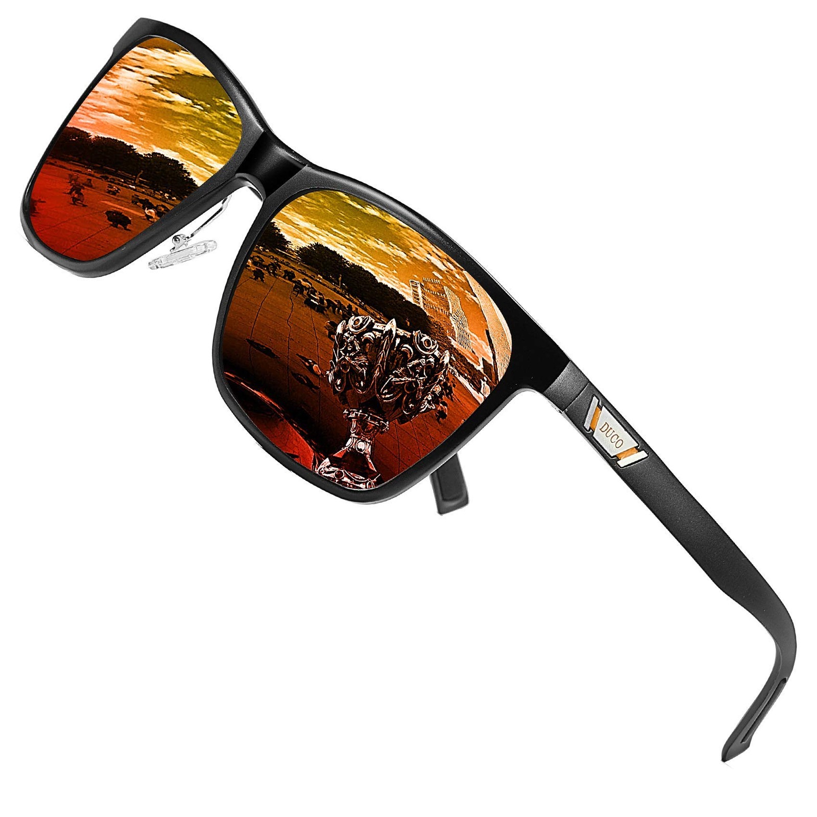 DUCO Men’s Polarized Sunglasses, Retro Rectangular Frame, 100% UV Protection