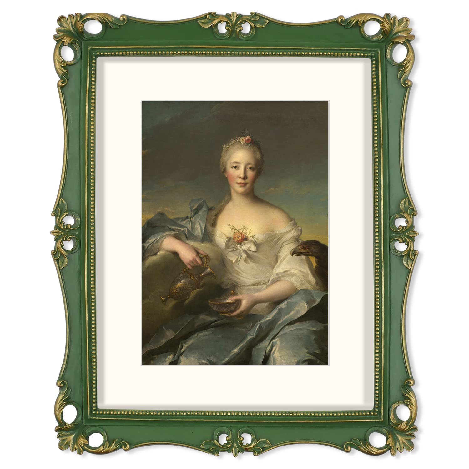 SIMON’S SHOP 11×14 Moss Green Gold Frame with Mat for 8×10 Photo Vintage Display