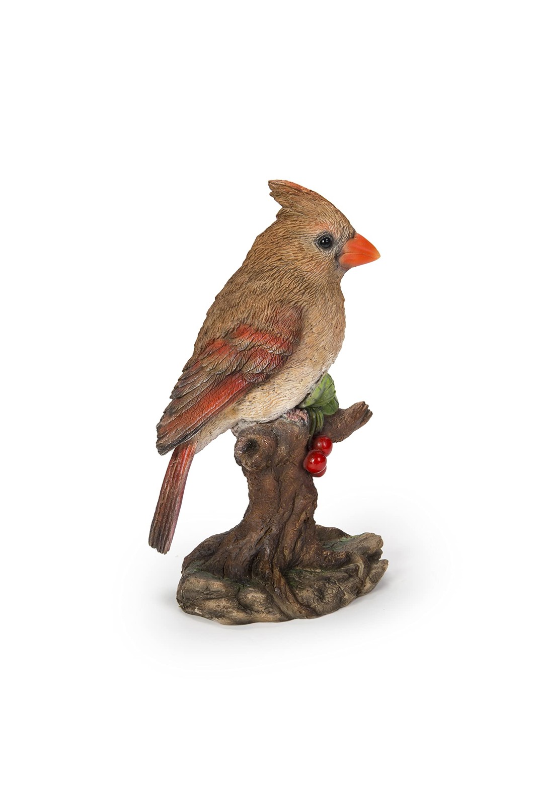 Hi-Line Gift Female Cardinal Bird on Stump Statue, Multicolor (87758-O)