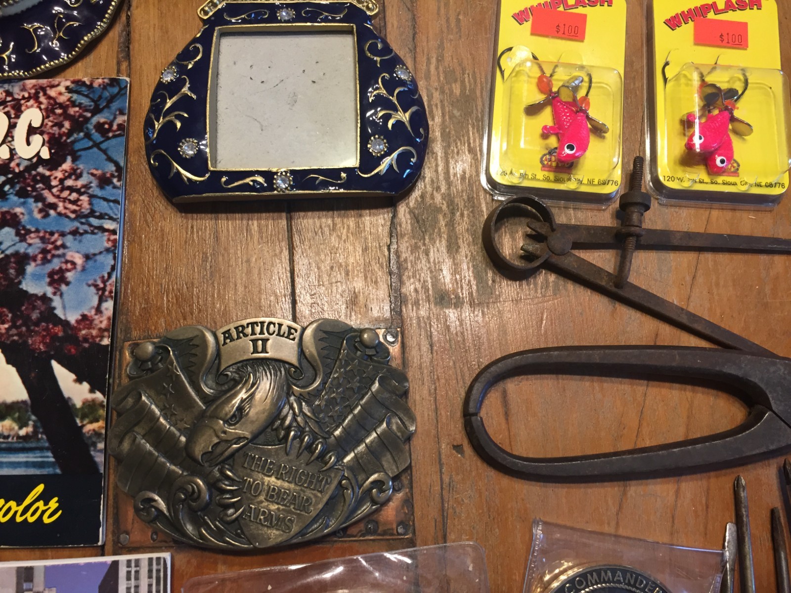 Junk Drawer Lot 35 Items,Vtg,1950s Vacation Brochures,Jewelry,Buckle,Trinkets