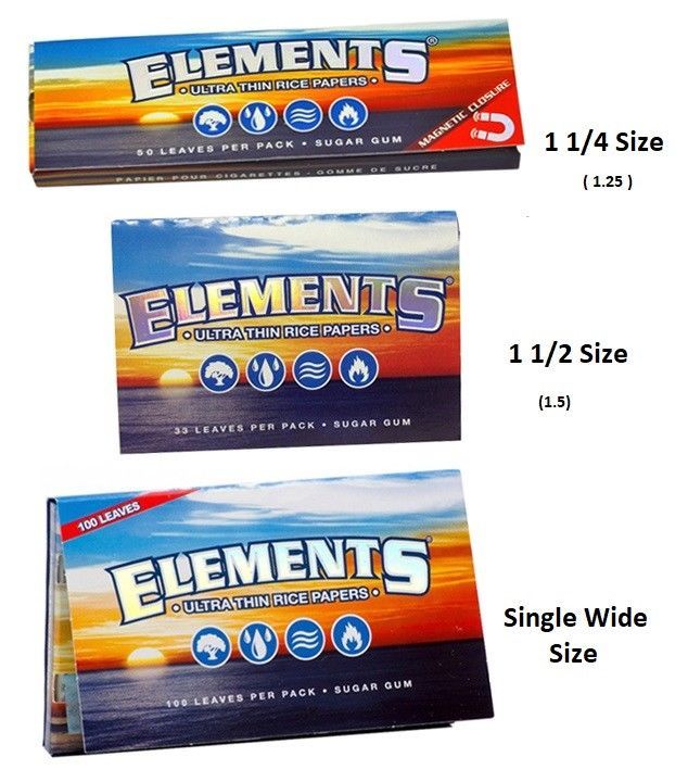 Elements 1.25 Rolling Paper – Full Box 25 PACKS – Ultra Thin Rice 1 1/4 Size