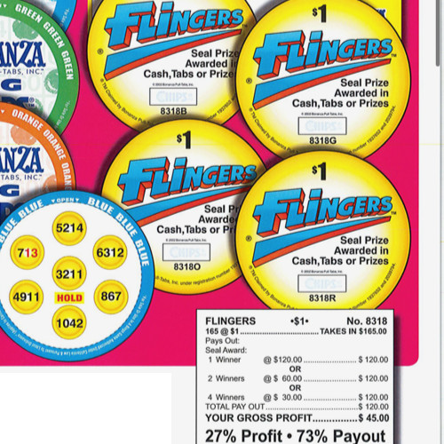 Pull Tab – Chips – Game -5 Pack – Flingers – 165 ct