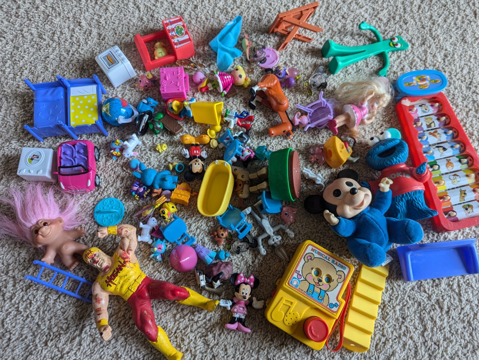 Junk Drawer Toy Lot Vtg To Now Hulk Hogan Gumby Troll 80s 90s Good Condition