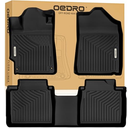 07-11 Toyota Camry OEDRO Floor Mats TPE Rubber All Weather 2-Row 3Pcs Set Black