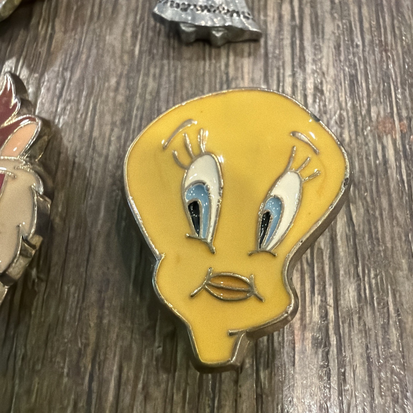 Junk Lot Looney Toon Pins Copper Bracelet Vintage Barker Pewter