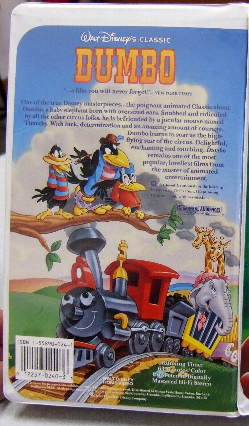 6 Walt Disney Children Classics VHS Home Videos