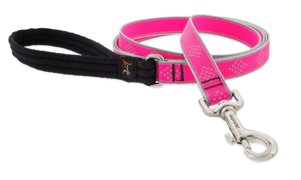 Lupine Reflective Dog Leash 6-Foot by 3/4″ Wide Pink Diamond