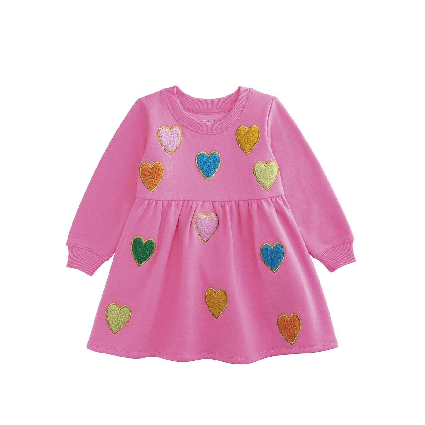 Mud Pie Girls Kids Boucle Heart Sweatshirt Dress, Pink