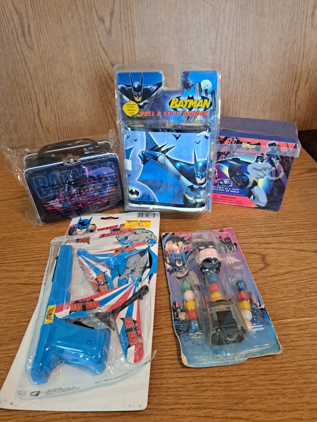 Batman Junk Drawer Lot Of 5 Toy Launcher, Border, Lunch Box, Flix, Valentines