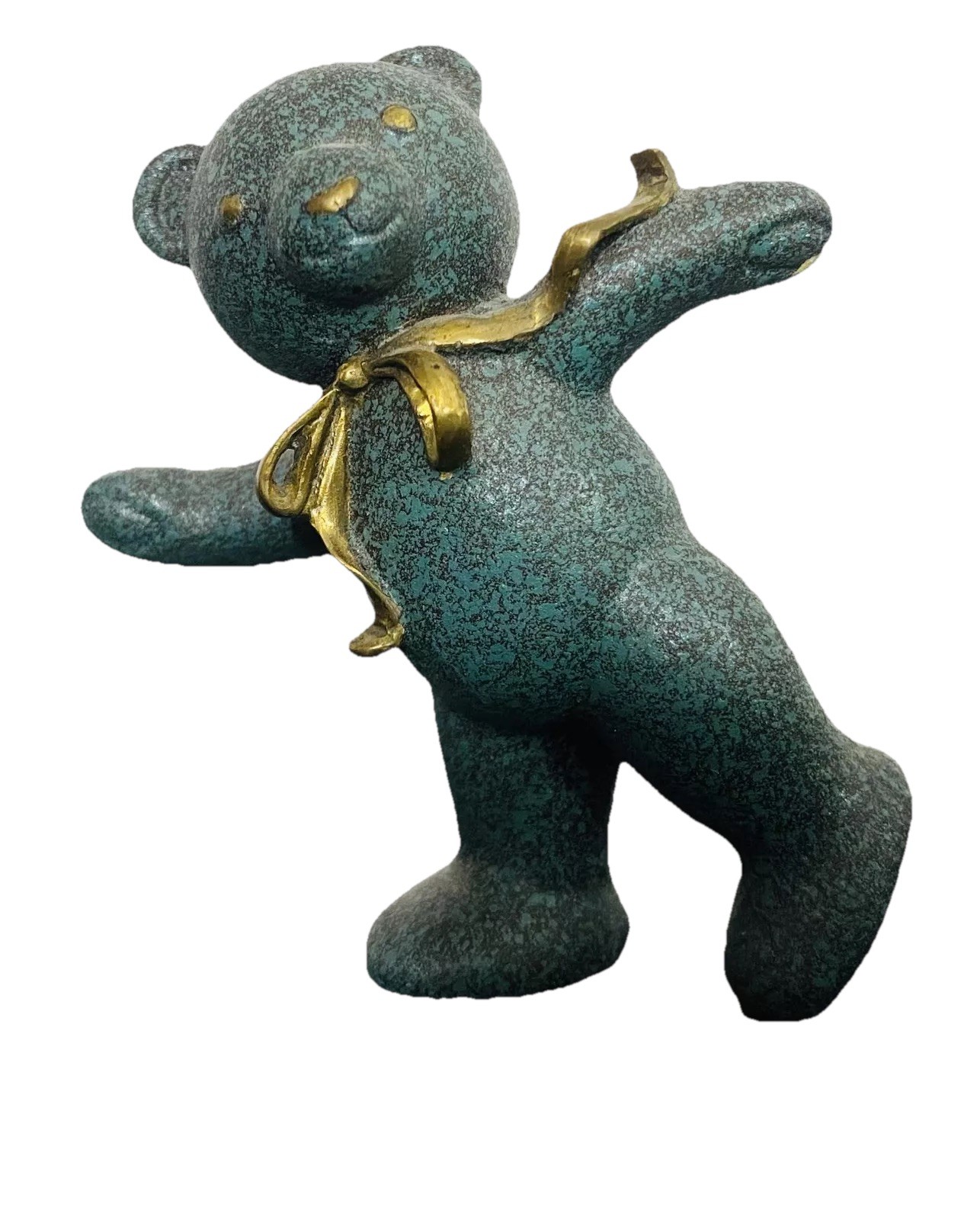 Vintage Franklin Mint Bronze Metal Teddy Bear Americana Collection Heavy Patina