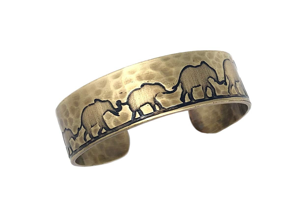 ANJU JEWELRY Engraved Metal Collection Hammered Cuff Bracelet – Elephants