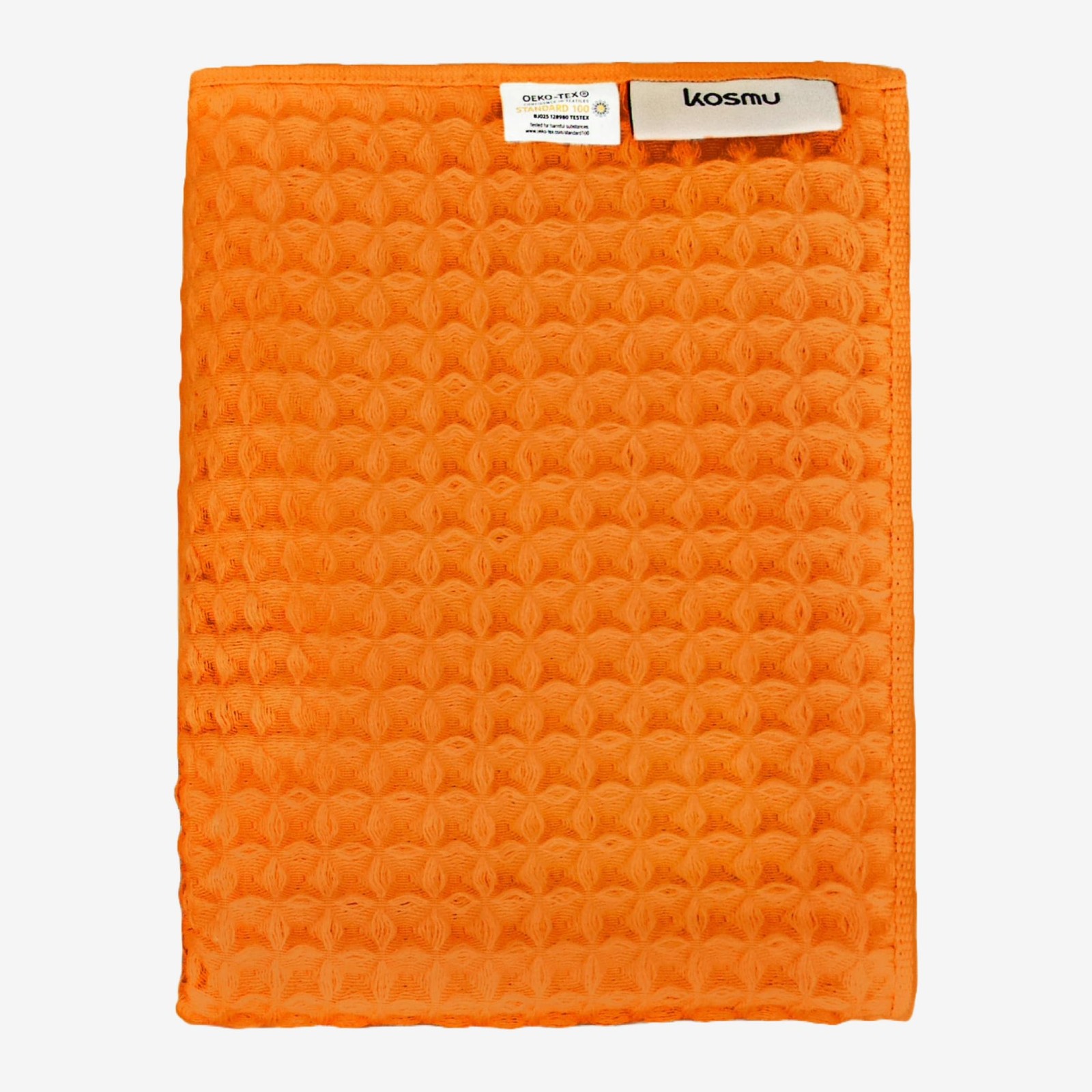 Luxury Japanese Cotton Waffle Hand Towel, Plush, Quick Dry, 32″x16″ Coral Orange
