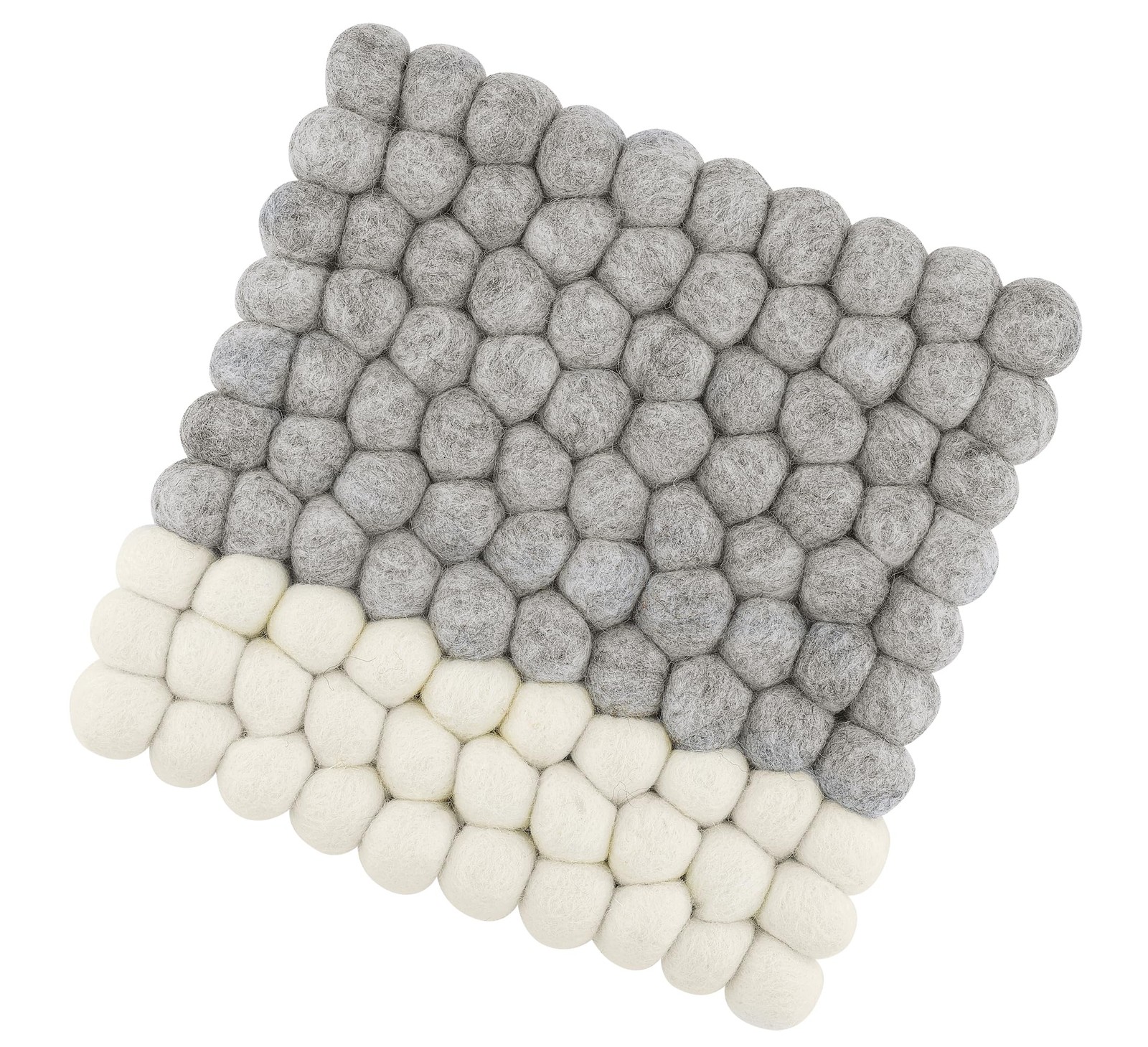 Cilio Fair Trade Certified 100% Wool Trivet Made in Nepal, 8″ Square, Gray/White