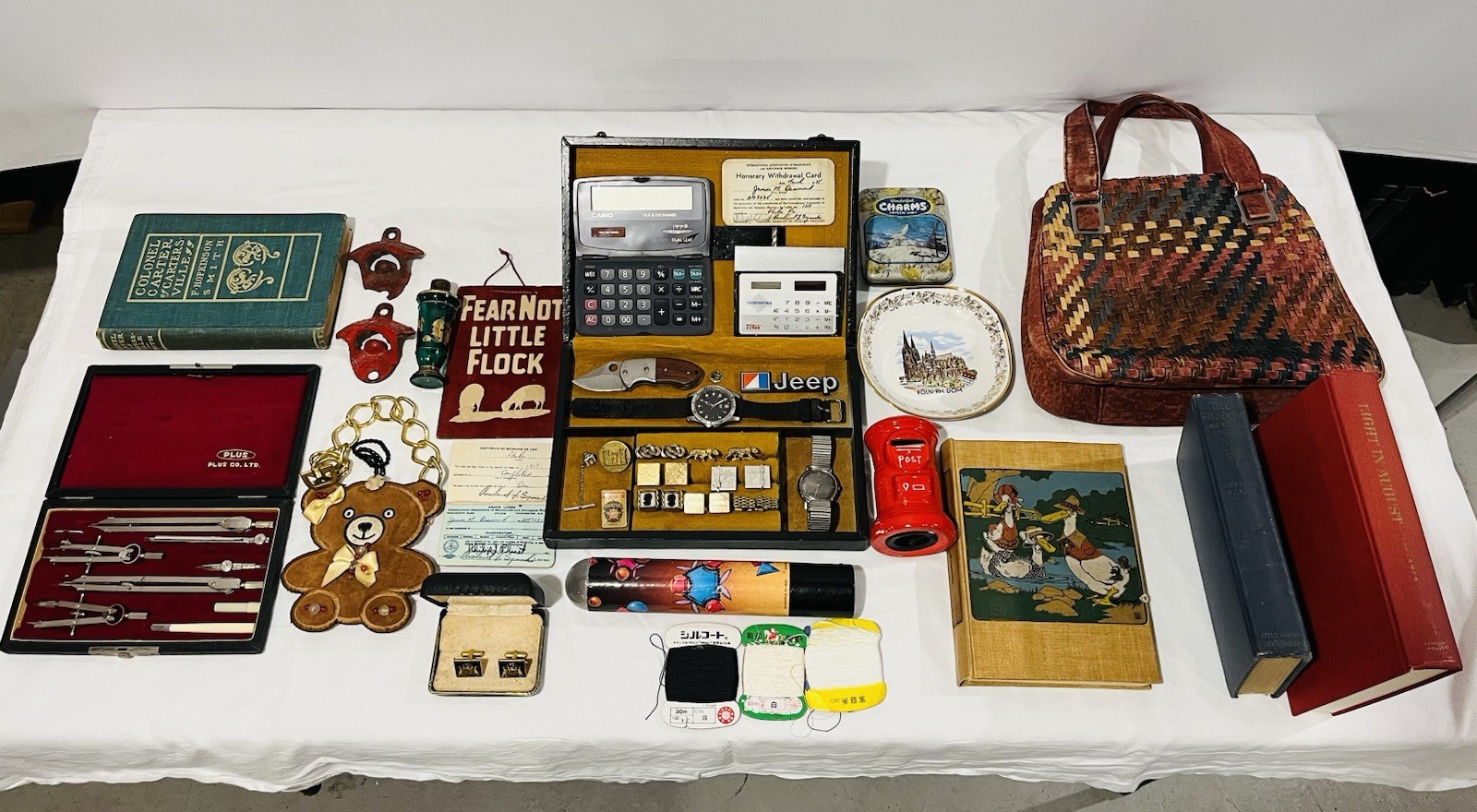 Junk Drawer VTG Cufflinks, Watches Knife, Books VTG Coke, Tin, More! Real Value!