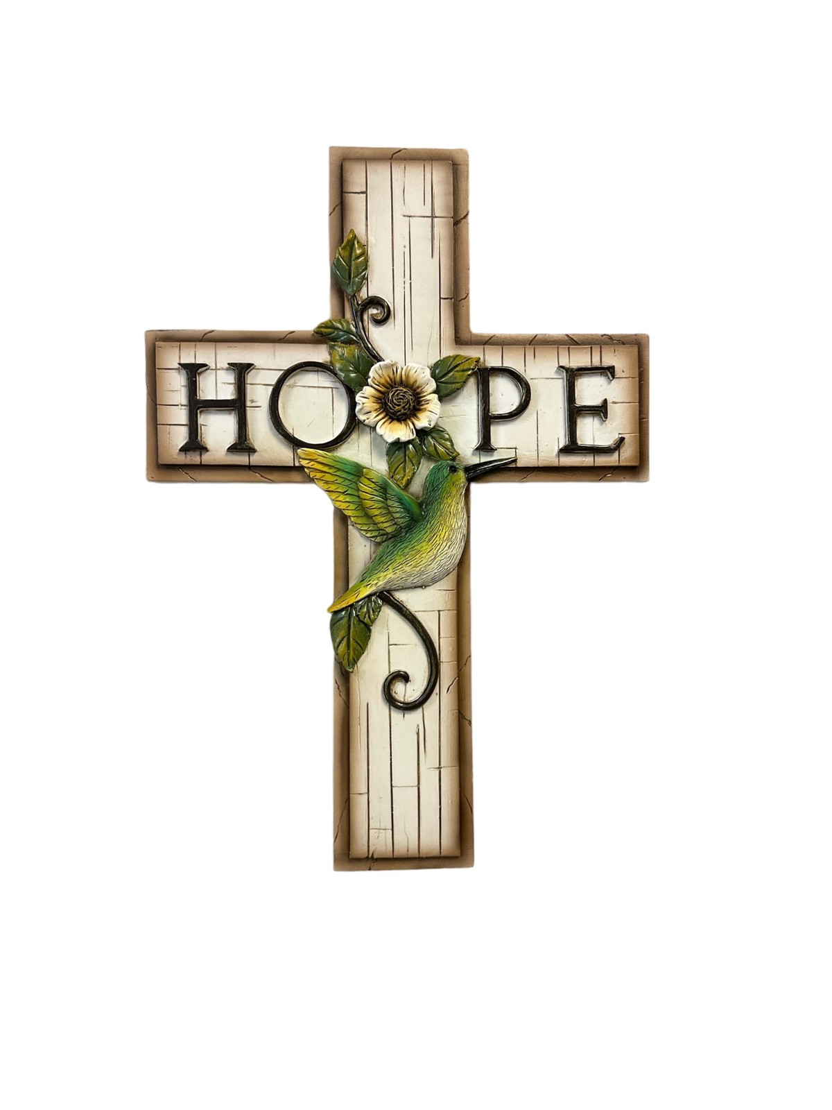 De Leon Inspirational Hope Hummingbird Flower Wall Cross Religious Decor