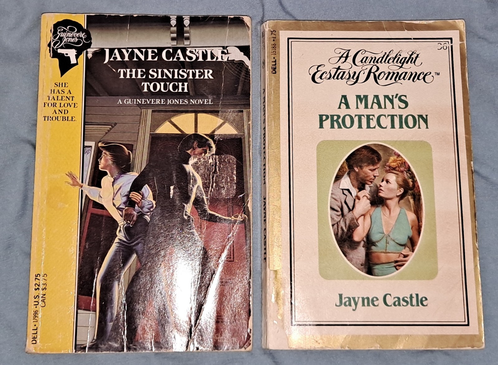 Lot 2 Vintage JAYNE CASTLE Novels GUINEVERE JONES & CANDLELIGHT ECSTASY ROMANCE