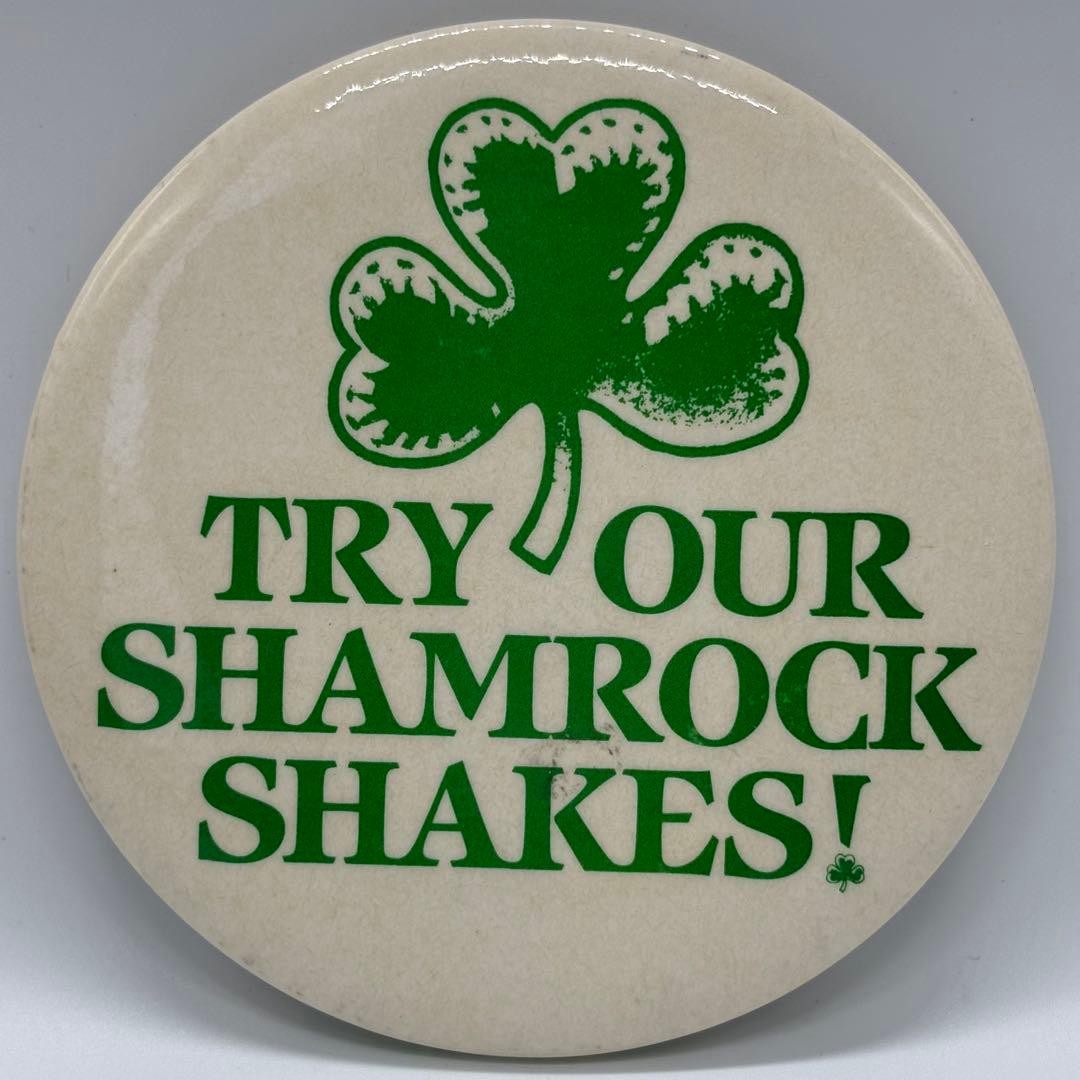 70s~ Vintage Large Can Badge McDonald’s Shamrock Shake