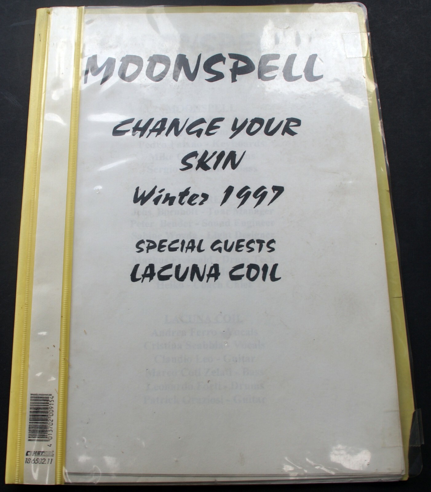 Moonspell Lacuna Coil Itinerary Change Your Skin European Winter Tour c.1997