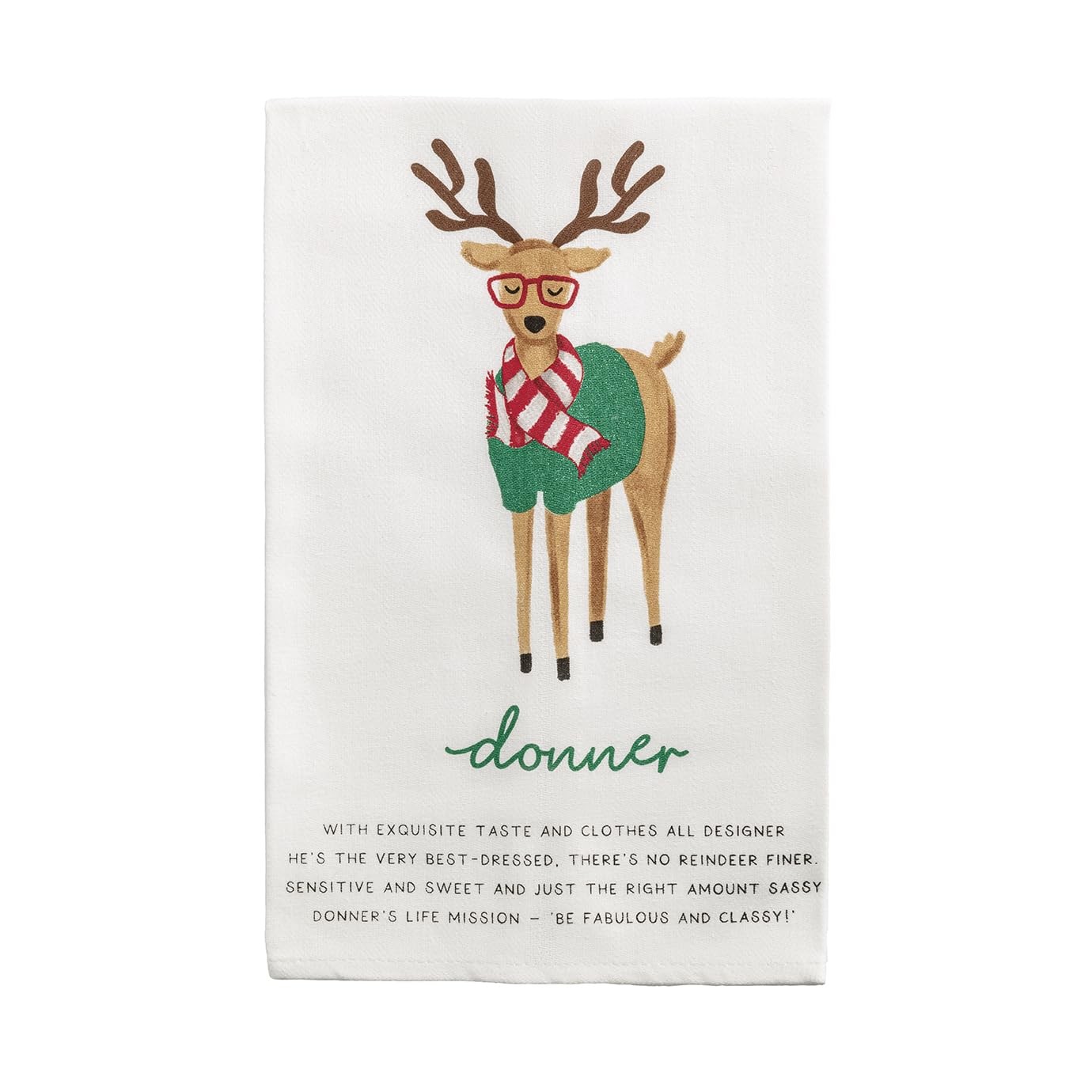 Mud Pie Christmas Donner Reindeer Poem Towel