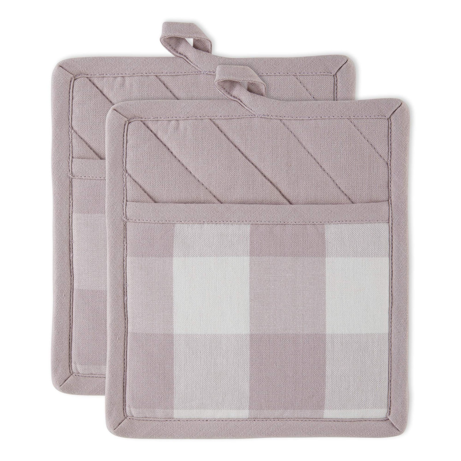 DII Buffalo Check Kitchen Collection Potholder Set Dusty Lilac 2-Piece