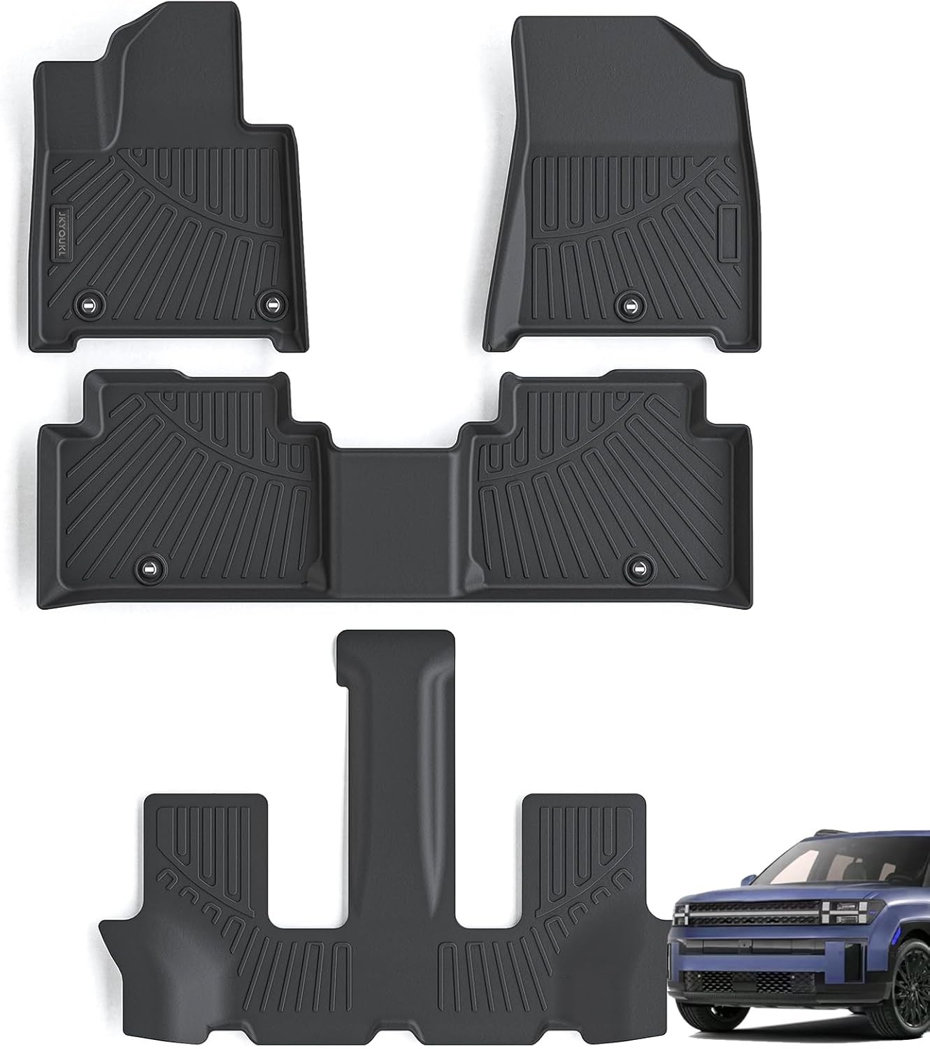 Floor Mats Compatible for 2024 Hyundai Santa fe, 3 Rows Floor Mats Rubber