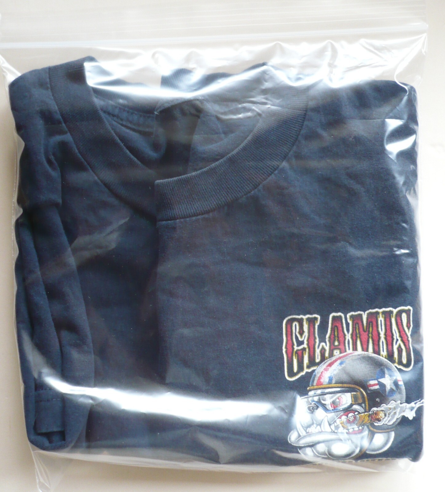 GLAMIS SPEED SHOP Bulldog Design T-Shirt Adult Large (L) Short Sleeve NAVY BLUE