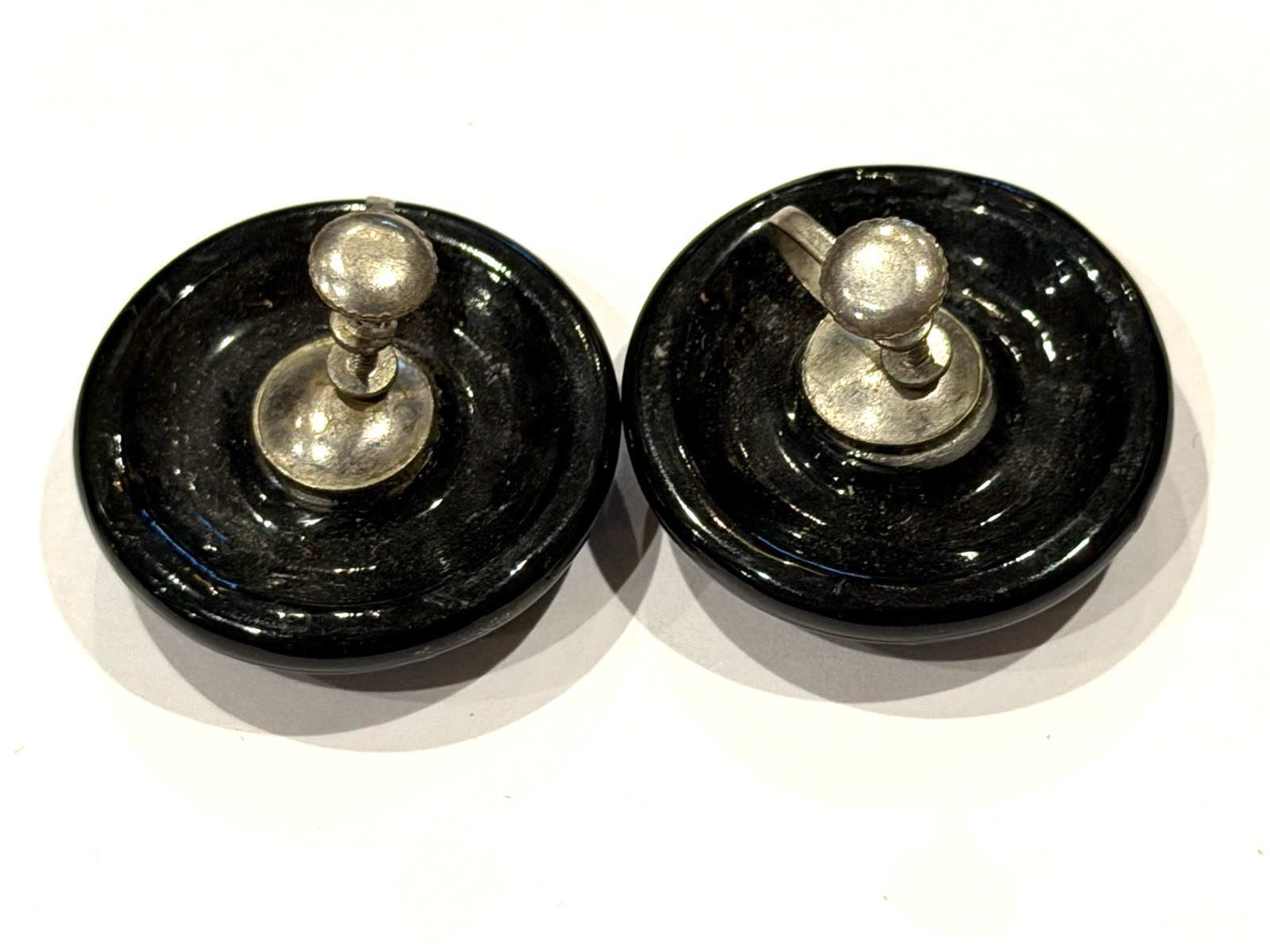 BLACK LACQUER GOLD LEAF FOIL SILVER COPPER RHINESTONE CLIP ON EARRINGS MCM LOT 3