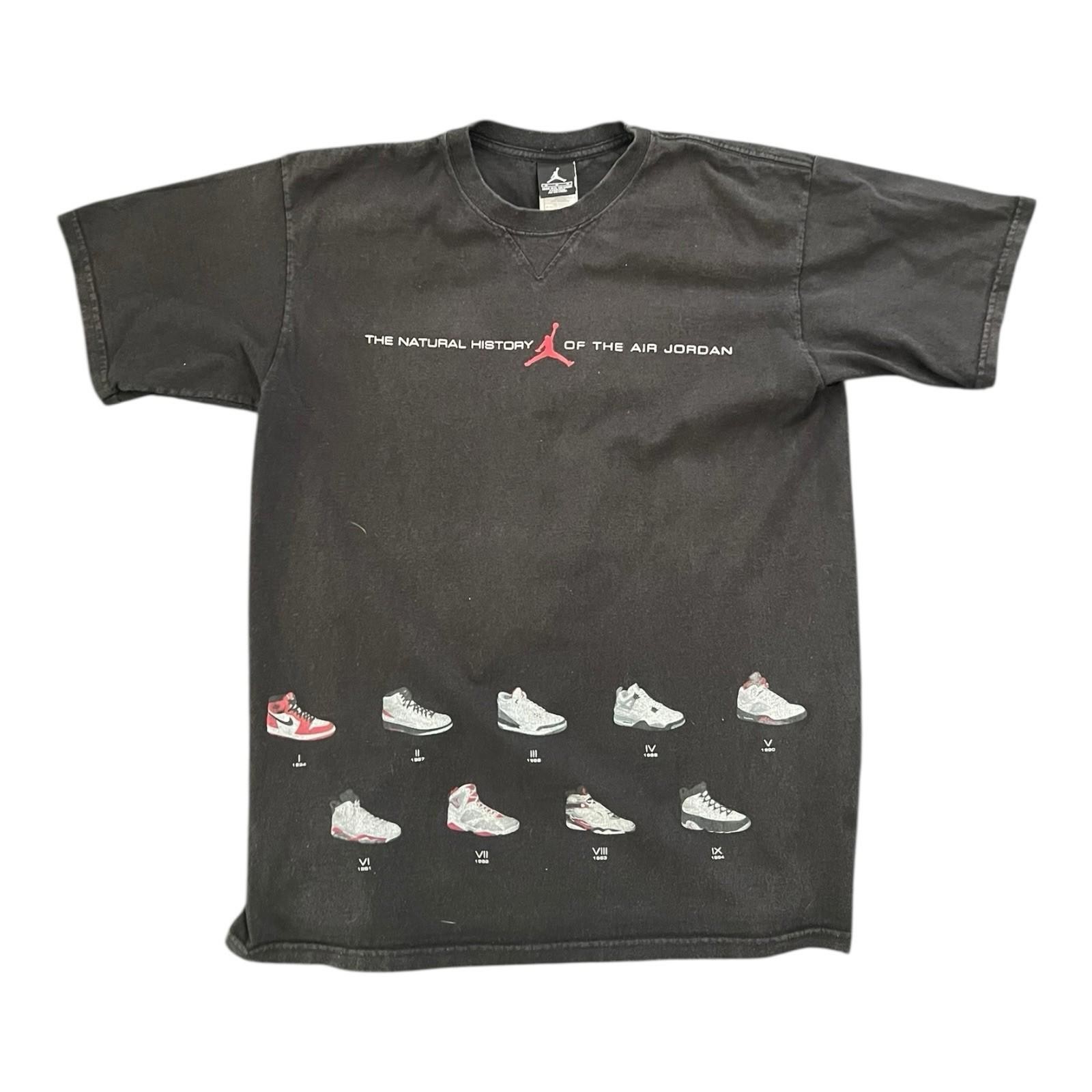 Vintage NEW NIKE 2001 Air Jordan Shoes History, 18 Years Black T Shirt Adult M