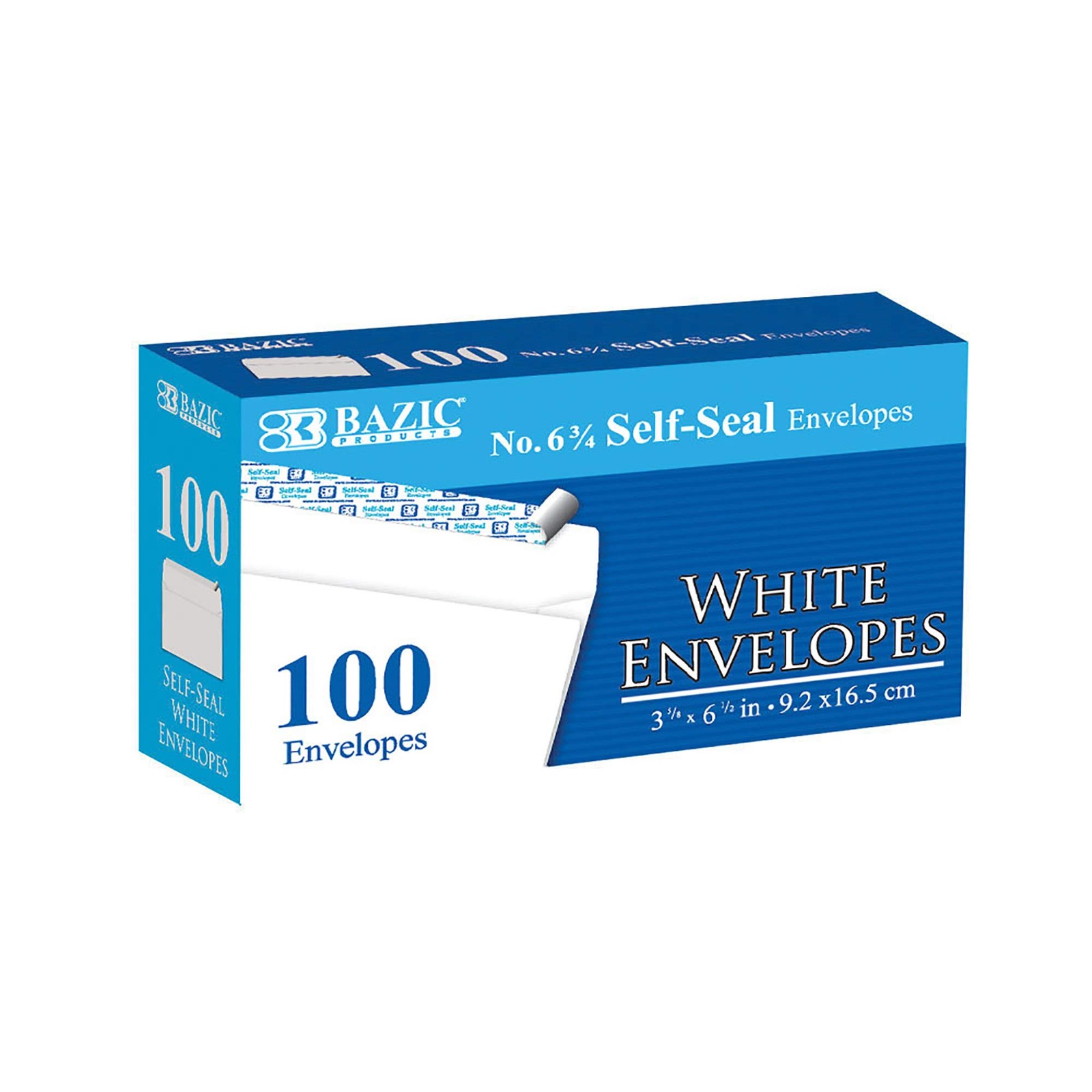 BAZIC Self Seal White Envelopes #6, 3 5/8 x 6 1/2, Peel & Seal, 100 Pack