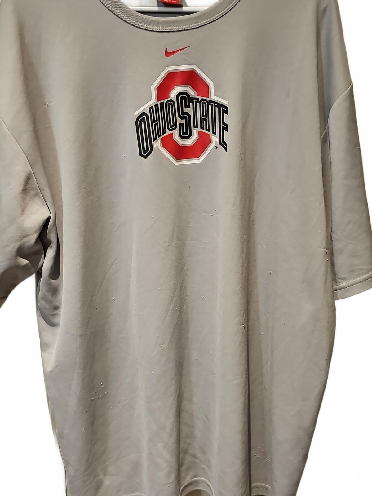 Nike Team Fit Dry OSU Ohio State Buckeyes Men’s Poly T-Shirt Gray XXL