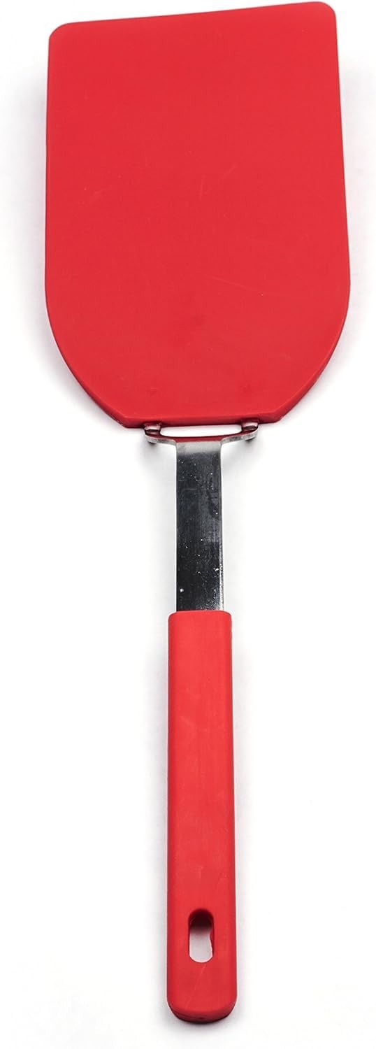 RSVP Kitchen Tool Flexible Nylon Spatula 13.5″x3.75″, Stainless Handle, Red