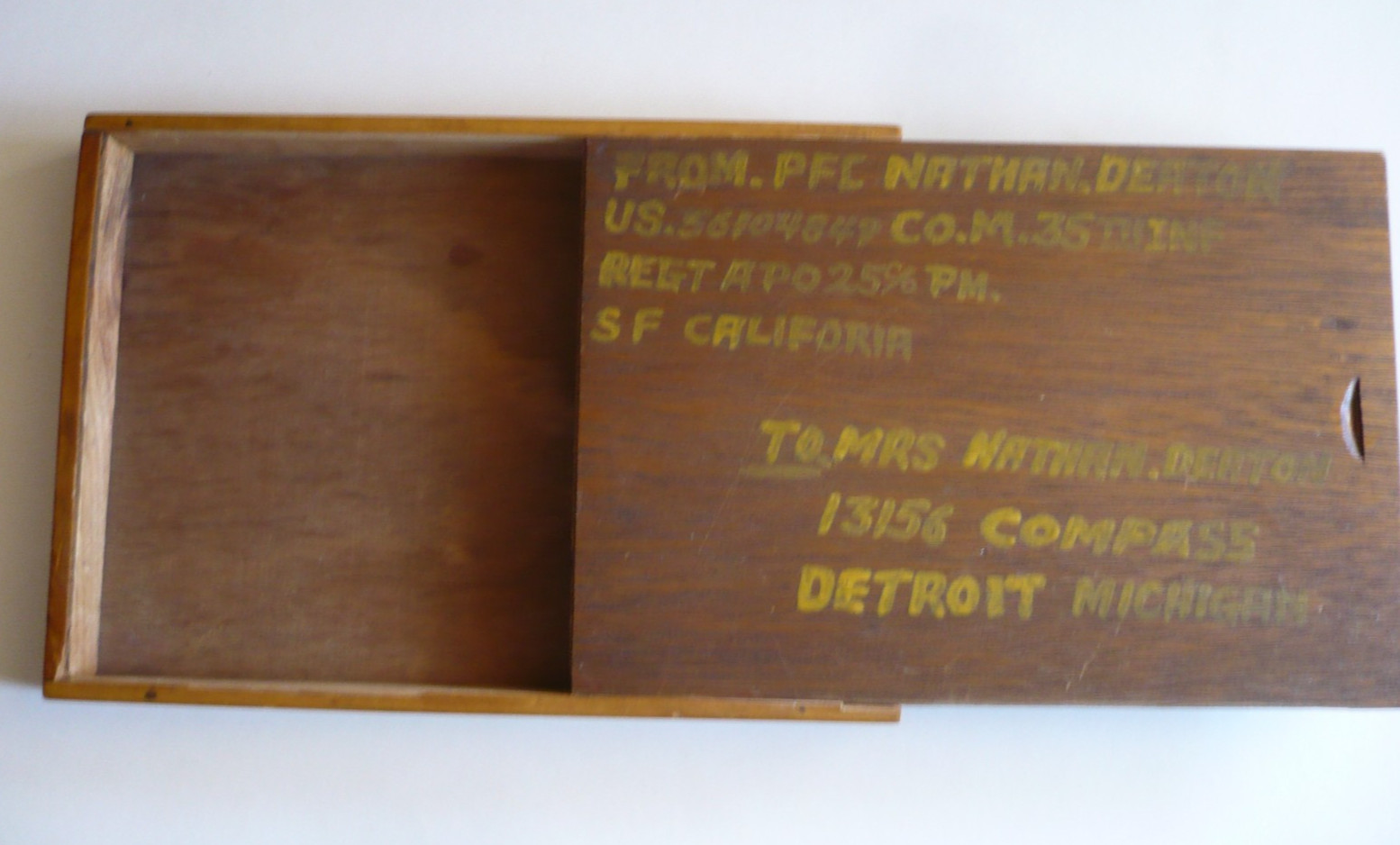 MILITARY ITEM, 35th INFANTRY San Francisco CA CALIF SOLDIER WOODED BOX with LID