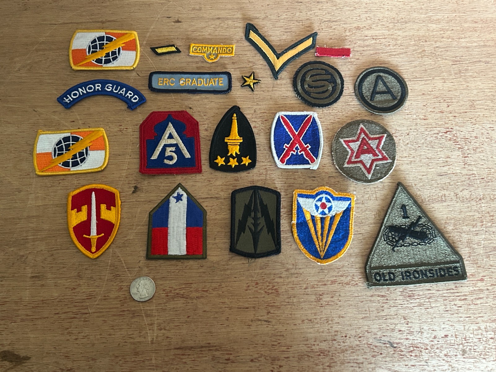Military Patch Junk Drawer Lot Of 20 Vintage Modern US Army Honor Rank Ironsides
