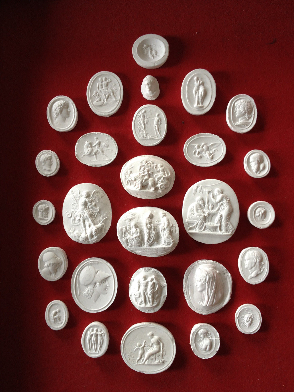 #1. 27 Grand Tour Cameos intaglios Gems Medallions plaster cameo seals Classic