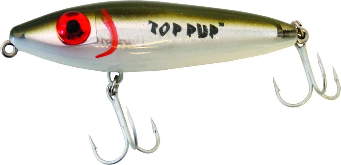 MirrOLure 74MR-18 Top Dog Pup Surface Green Bk/White/Silver 3.5in 5/8oz