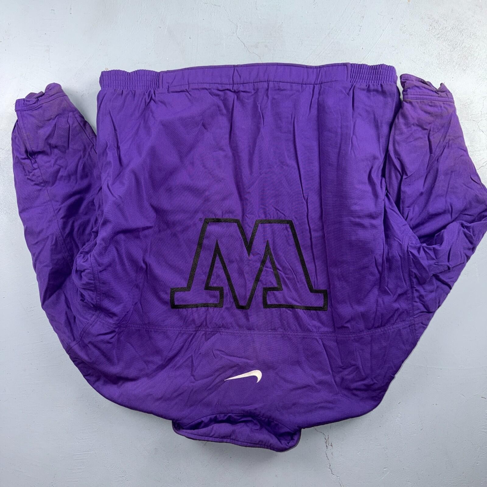 Nike VTG 90s University of Washington Huskies Team Jacket Puffer Large DIRTY