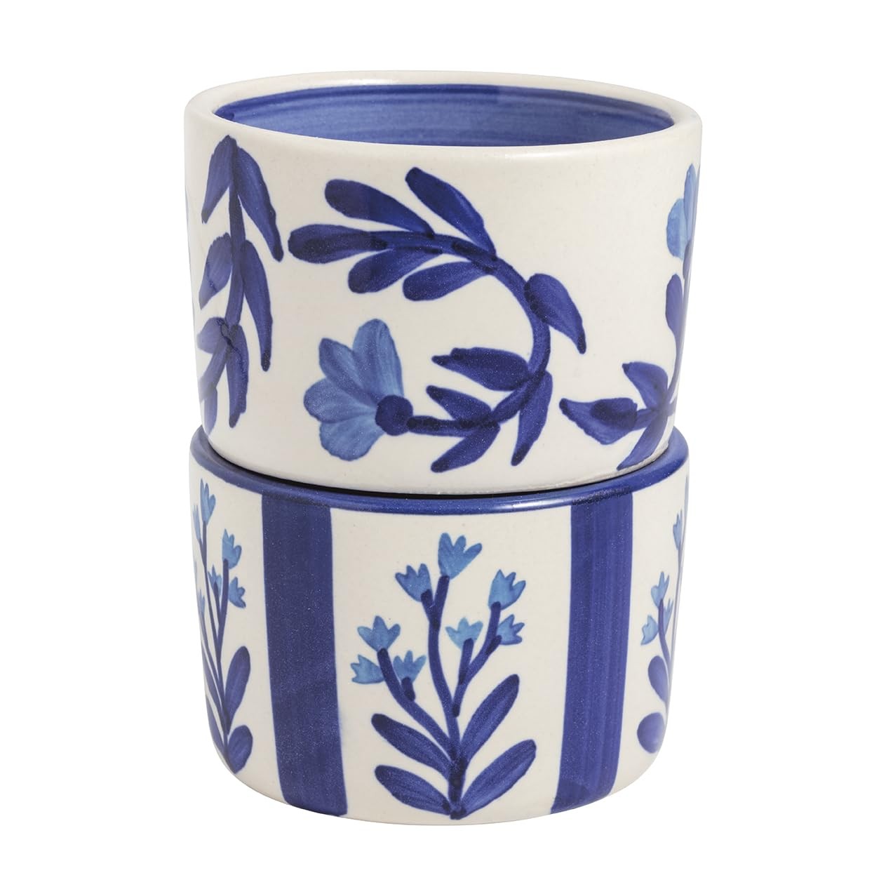 Mud Pie Stoneware Blue Vine Tidbit Bowls Set