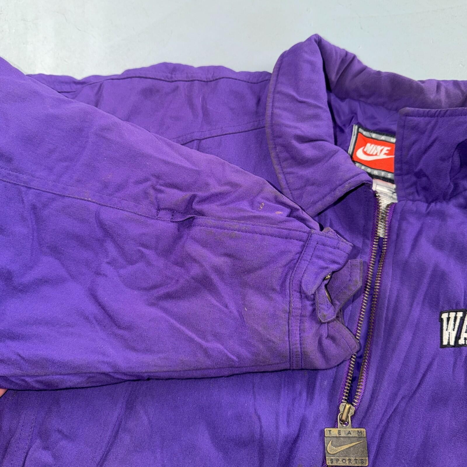 Nike VTG 90s University of Washington Huskies Team Jacket Puffer Large DIRTY